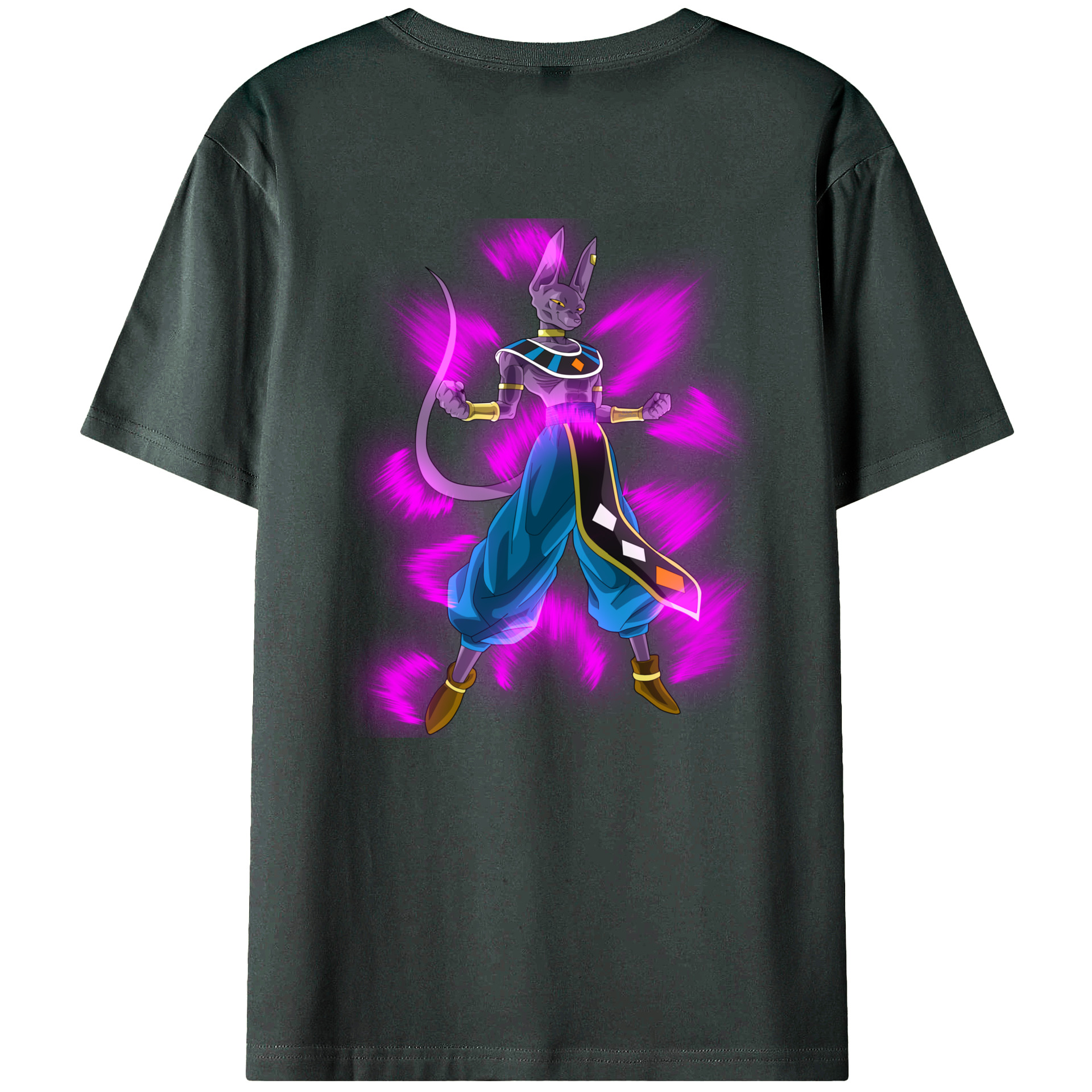 （画像用） ドラゴンボール ビルス 破壊神ビルス DRAGON BALL Beerus Birusu 綿100％ メンズ半袖Tシャツ（バックプリント） 通気性